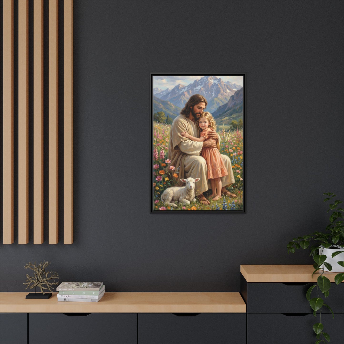 Jesus Hugging Child Canvas Wall Art – Christian Faith Comfort Wall Decor