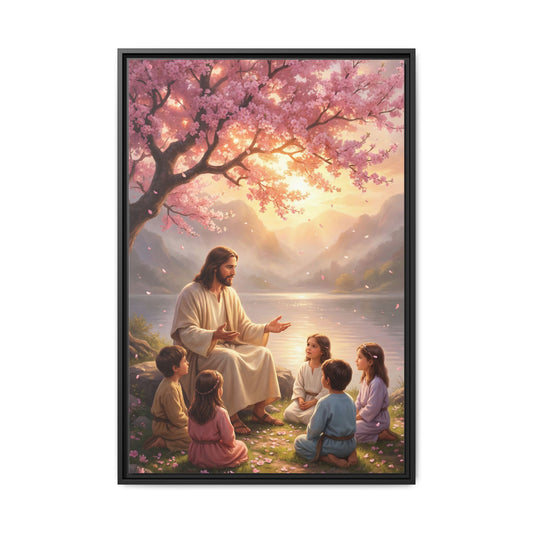 Jesus Teaching Children Canvas Wall Art – Christian Faith Wall Decor Gift