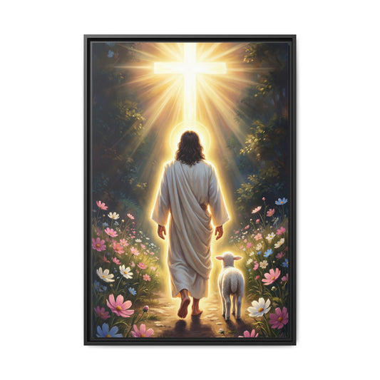 Jesus the Good Shepherd Cross Canvas Wall Art – Christian Faith and Hope Canvas Print