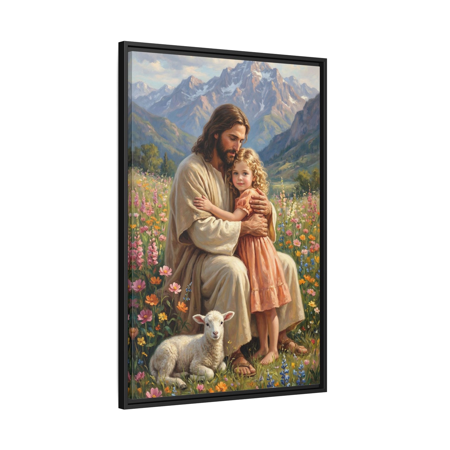 Jesus Hugging Child Canvas Wall Art – Christian Faith Comfort Wall Decor