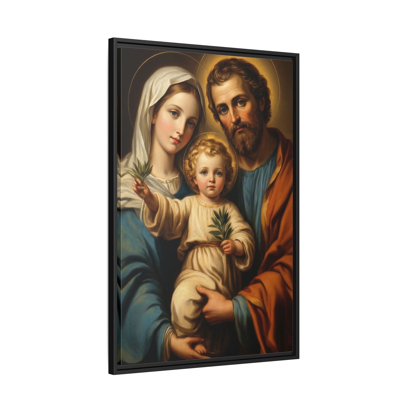 Holy Family Canvas Wall Art – Jesus, Virgin Mary & Saint Joseph Christian Canvas Print