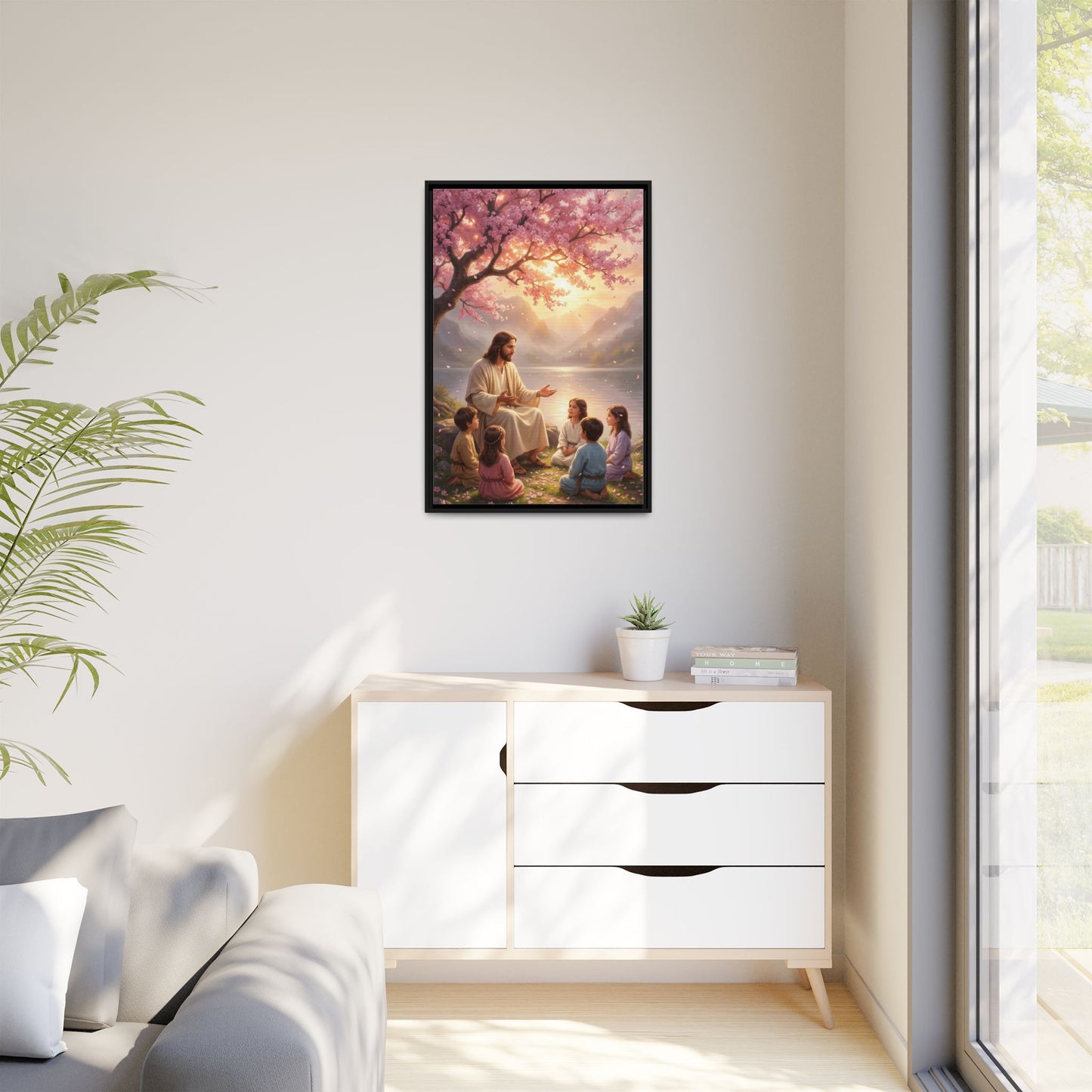 Jesus Teaching Children Canvas Wall Art – Christian Faith Wall Decor Gift