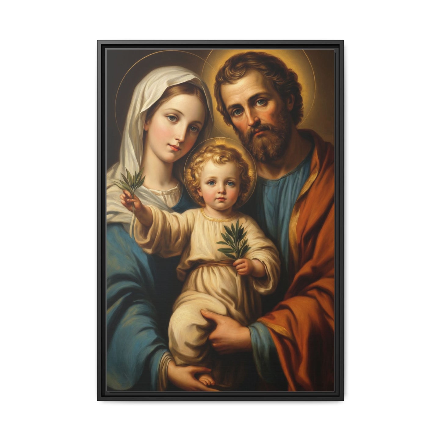 Holy Family Canvas Wall Art – Jesus, Virgin Mary & Saint Joseph Christian Canvas Print